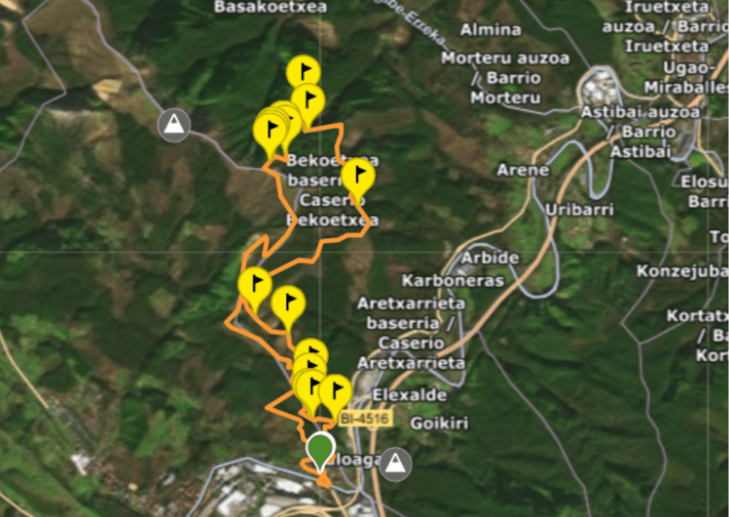 mapa trail areta