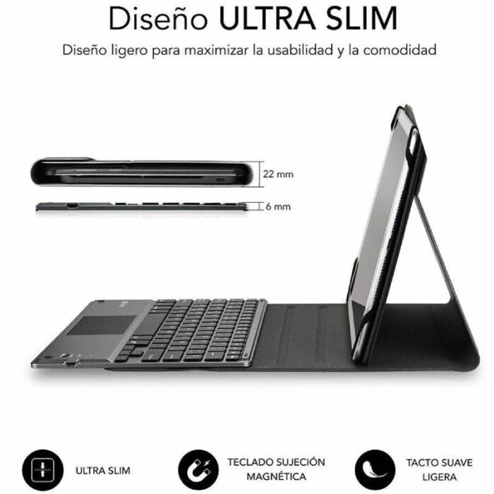 Funda con Teclado Subblim Keytab Pro Bluetooth Touchpad para Tablets de 10.1"-10.8"/ Negra - Imagen 2