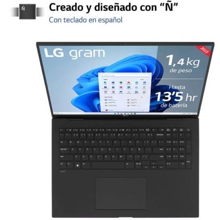 Portátil LG Gram 17Z90R-E.AD78B Intel Core i7-1360P/ 32GB/ 1TB SSD/ GeForce RTX 3050/ 17"/ Win11 - Imagen 2