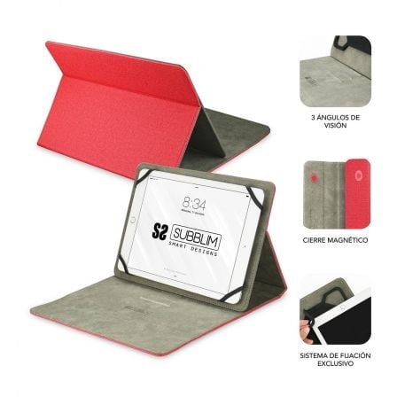 Funda Subblim Clever Stand para Tablets de 9"-10.1"/ Roja - Imagen 2